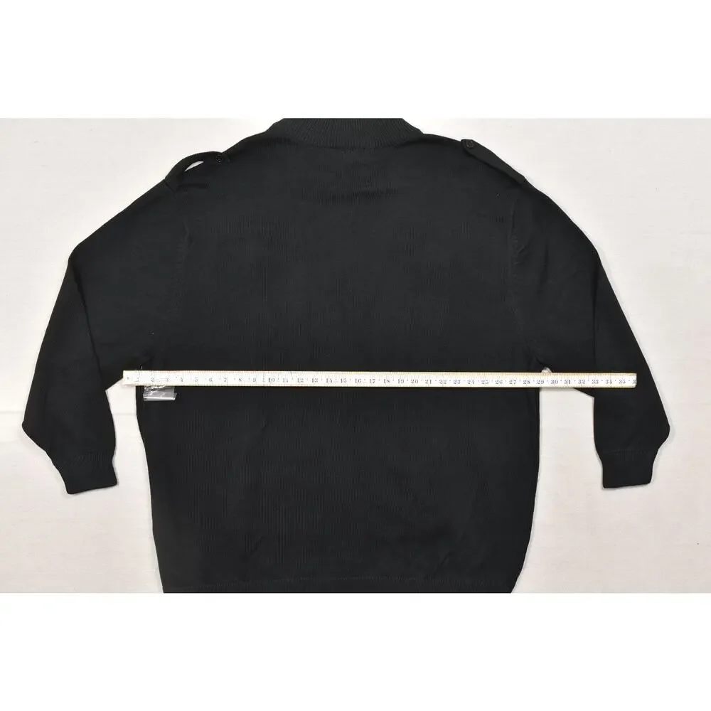 SYNRGY Men 4XLT Black Full Zip Mock Neck Sweater 100% Cotton Military Style NEW